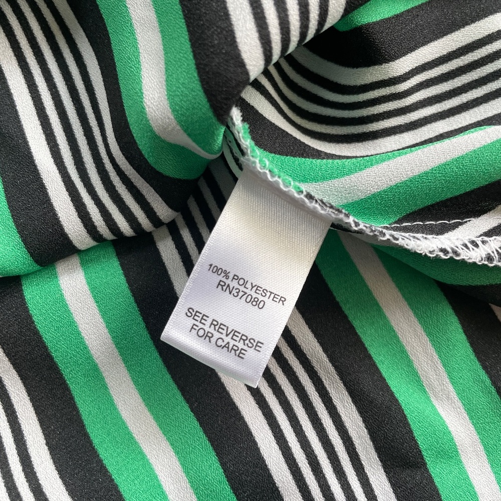 Cato Striped Front Knot High Low Top, Size 22/24W (3X), Green White Black Flowy - Picture 9 of 9